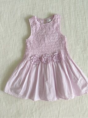 Zara Light Pink Smocked Floral Waist Sundress